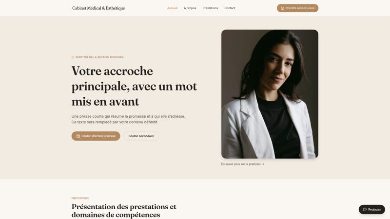Medical Showcase - Gabarit de site vitrine pour cabinet médical et esthétique