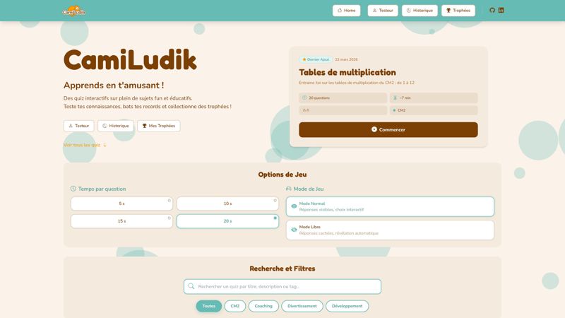 Camiludik - Application de Quiz pour Enfants
